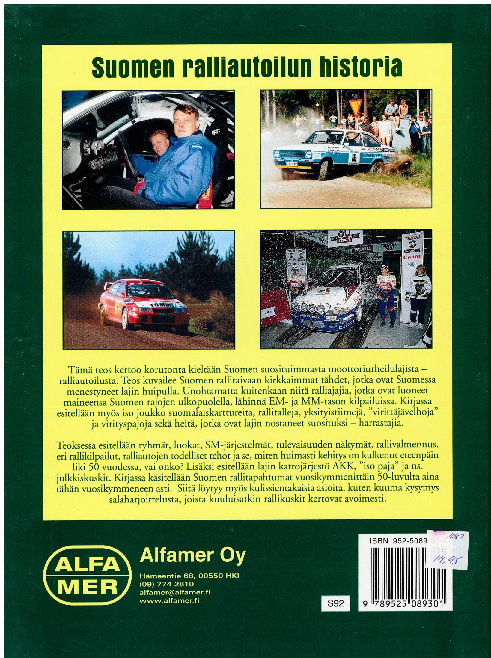 Suomen Ralliautoilun Historiaa; Alfamer -kirja Juha Nylund antikvariaattikirja - Image 2