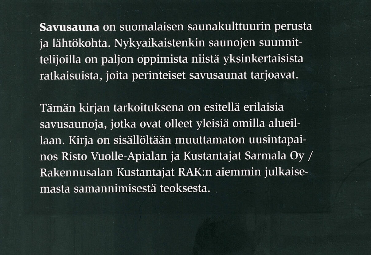 Savusaunakirja; Vuolle-Apiala Risto antikvariaattikirja - Image 2